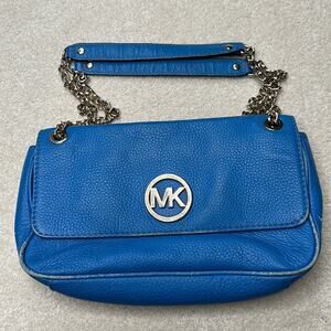 Michael Kors: Authentic Blue Leather Shoulder Bag